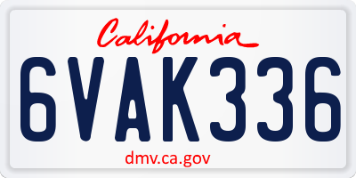 CA license plate 6VAK336