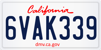 CA license plate 6VAK339