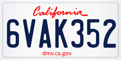 CA license plate 6VAK352