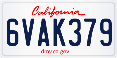 CA license plate 6VAK379
