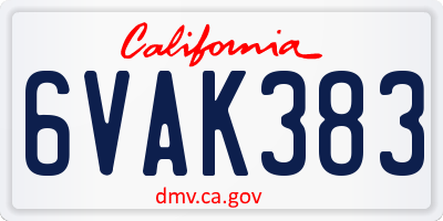 CA license plate 6VAK383