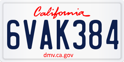 CA license plate 6VAK384