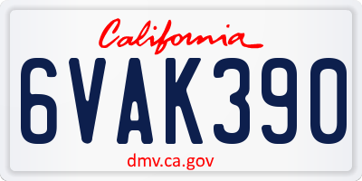 CA license plate 6VAK390