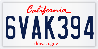 CA license plate 6VAK394