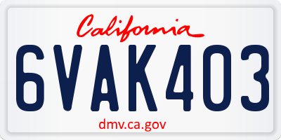 CA license plate 6VAK403