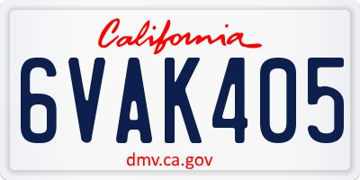 CA license plate 6VAK405