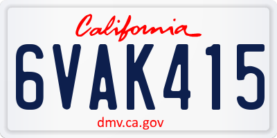 CA license plate 6VAK415