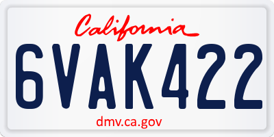 CA license plate 6VAK422