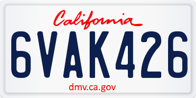 CA license plate 6VAK426