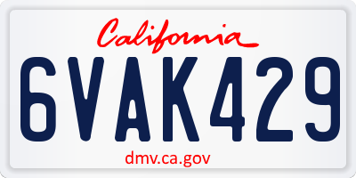 CA license plate 6VAK429