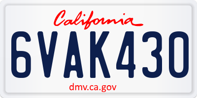 CA license plate 6VAK430