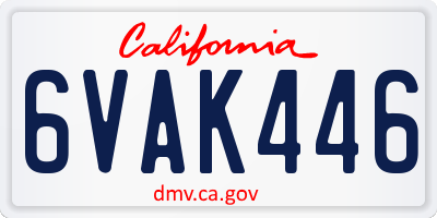 CA license plate 6VAK446