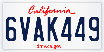 CA license plate 6VAK449