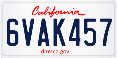 CA license plate 6VAK457