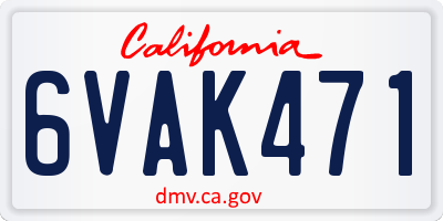 CA license plate 6VAK471