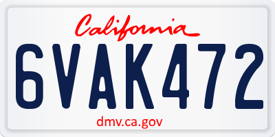 CA license plate 6VAK472