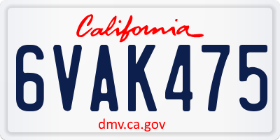 CA license plate 6VAK475
