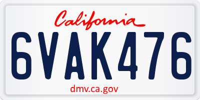 CA license plate 6VAK476