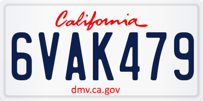 CA license plate 6VAK479