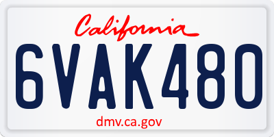 CA license plate 6VAK480