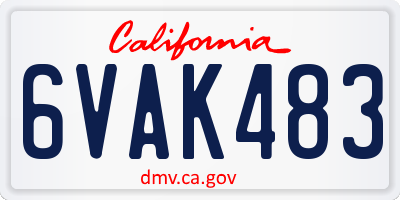 CA license plate 6VAK483
