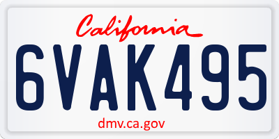 CA license plate 6VAK495