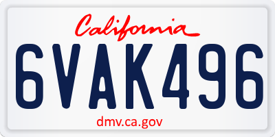 CA license plate 6VAK496