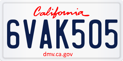 CA license plate 6VAK505