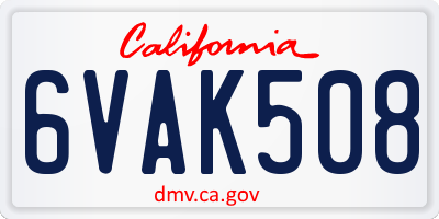 CA license plate 6VAK508