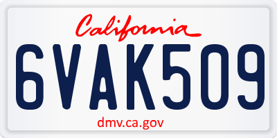 CA license plate 6VAK509