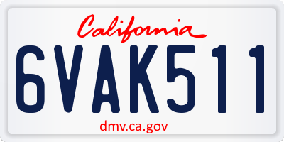CA license plate 6VAK511