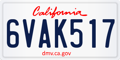 CA license plate 6VAK517