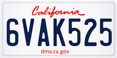 CA license plate 6VAK525