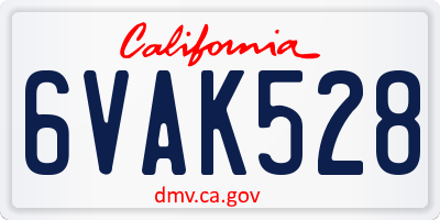 CA license plate 6VAK528