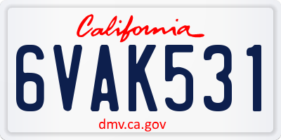 CA license plate 6VAK531