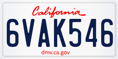 CA license plate 6VAK546