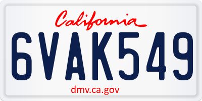 CA license plate 6VAK549