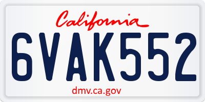 CA license plate 6VAK552