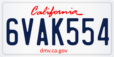 CA license plate 6VAK554