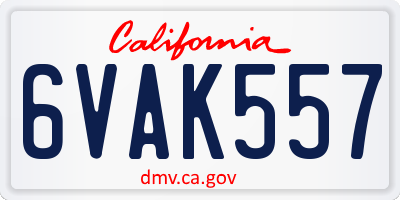 CA license plate 6VAK557