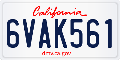 CA license plate 6VAK561