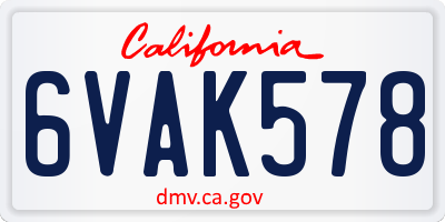 CA license plate 6VAK578