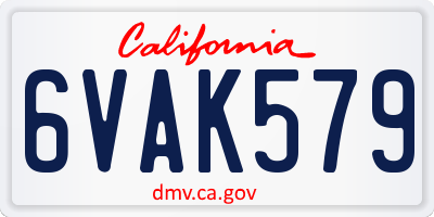 CA license plate 6VAK579