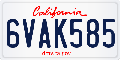 CA license plate 6VAK585