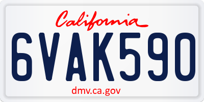 CA license plate 6VAK590