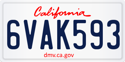 CA license plate 6VAK593