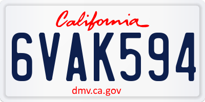 CA license plate 6VAK594