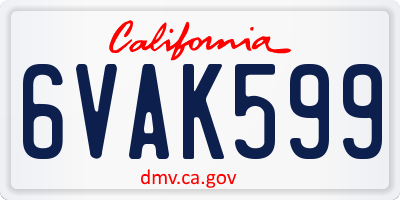 CA license plate 6VAK599