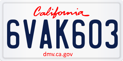 CA license plate 6VAK603