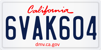 CA license plate 6VAK604